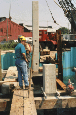 16" x 16" prestressed piles ready for cutoff