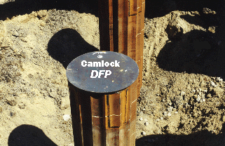 Camlock cover on piles at JFK Light Rail Project