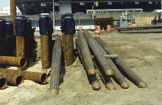 Tapertube pile on the jobsite at JFK